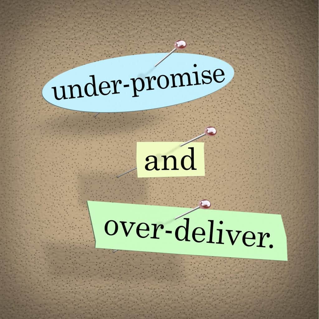 Under-Promise and Over-Deliver Saying Bulletin Board
