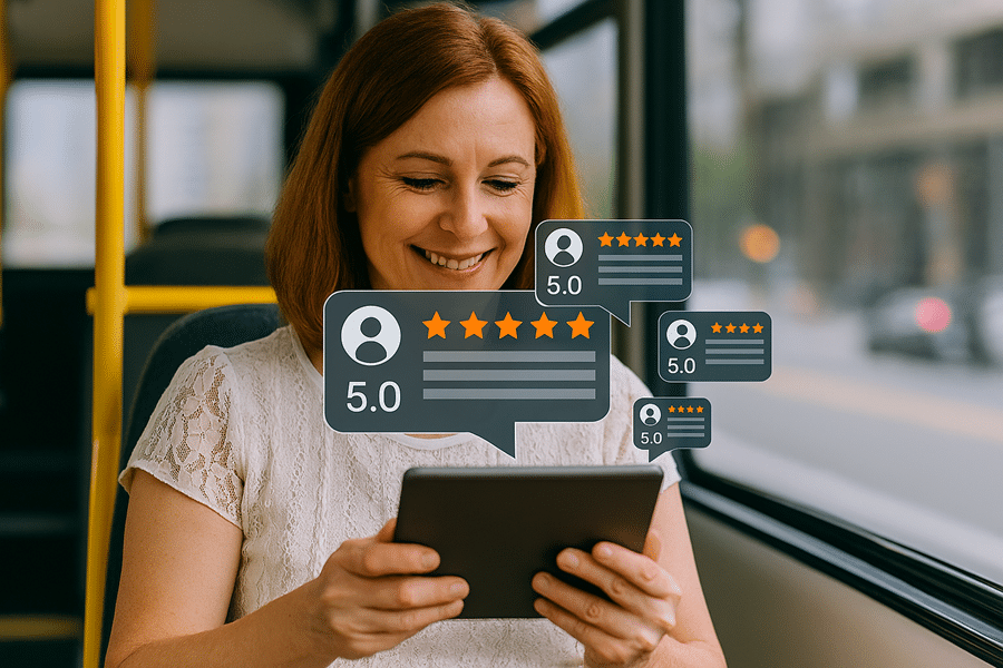 customer reviews displaying on the page