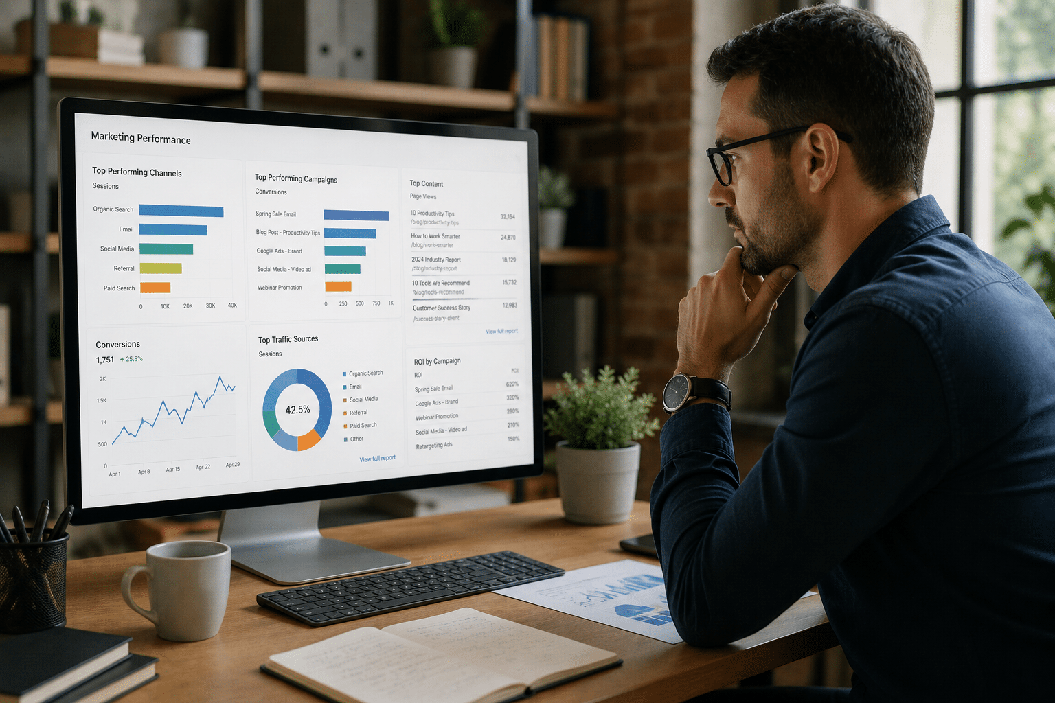 a team member reviewing performance data
